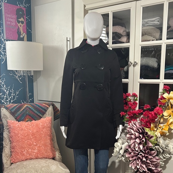 SOIA & KYOP Black Double-Breasted Pea Coat with Large Buttons - Picture 3 of 15